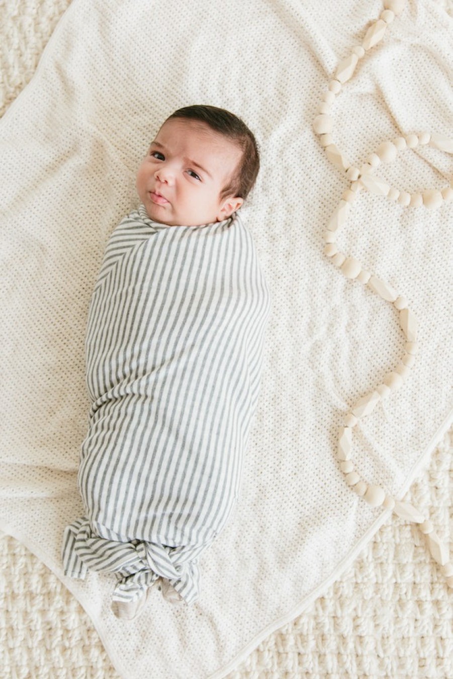 Shop Solly Baby The Swaddle | Natural & Grey Stripe Swaddle